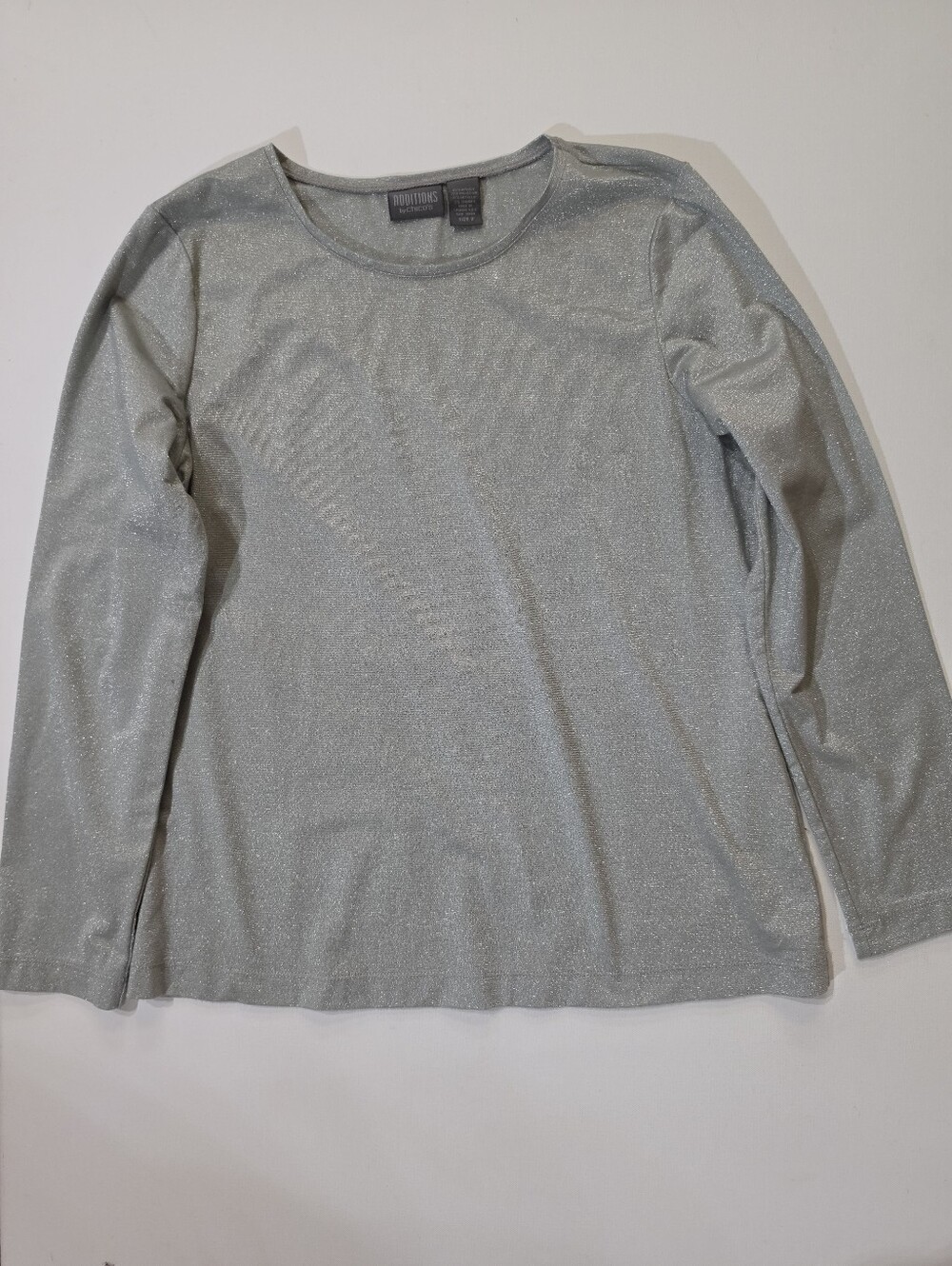 Additions By Chicos Silver Shimmer Top Womens 2 Sparkly Metallic Y2K Revival